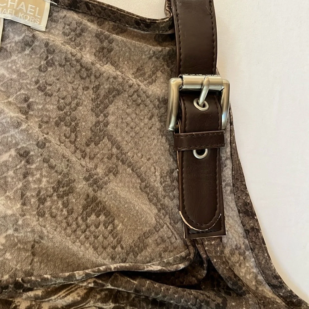 Micheal Kors size XL tan serpent print top ,year round alone or under jacket